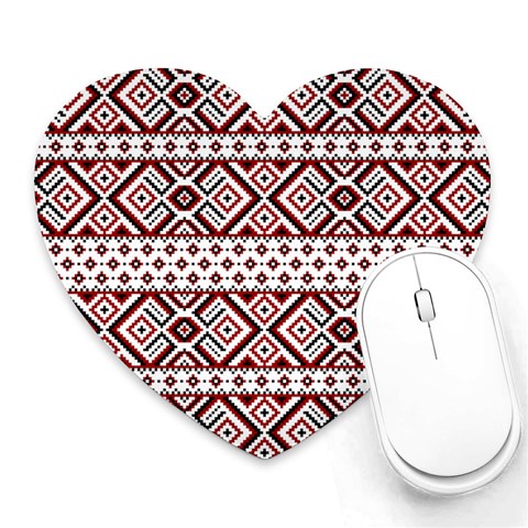 Ukrainian Folk Seamless Pattern Ornament Heart Mousepad from ArtsNow.com Front