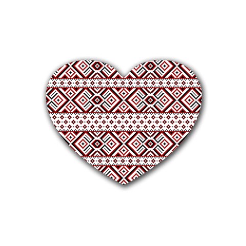 Ukrainian Folk Seamless Pattern Ornament Rubber Coaster (Heart) from ArtsNow.com Front