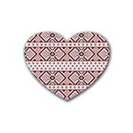 Ukrainian Folk Seamless Pattern Ornament Rubber Heart Coaster (4 pack)