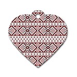 Ukrainian Folk Seamless Pattern Ornament Dog Tag Heart (One Side)