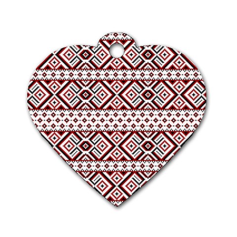 Ukrainian Folk Seamless Pattern Ornament Dog Tag Heart (Two Sides) from ArtsNow.com Front