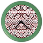 Ukrainian Folk Seamless Pattern Ornament Color Wall Clock