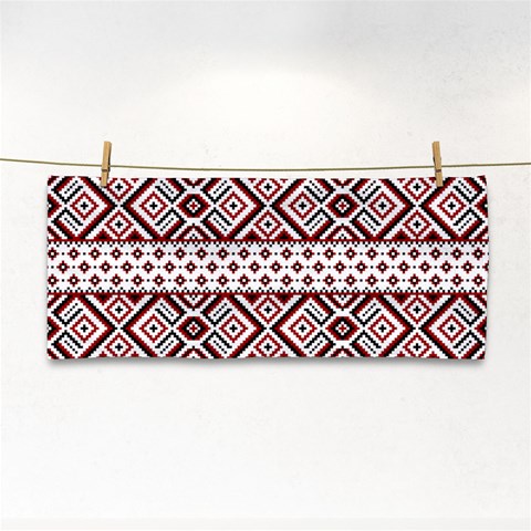 Ukrainian Folk Seamless Pattern Ornament Hand Towel from ArtsNow.com Front