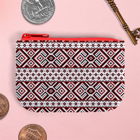 Ukrainian Folk Seamless Pattern Ornament Mini Coin Purse from ArtsNow.com Front