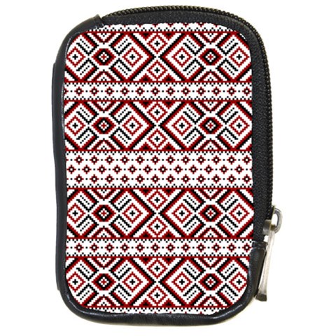 Ukrainian Folk Seamless Pattern Ornament Compact Camera Leather Case from ArtsNow.com Front