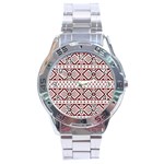 Ukrainian Folk Seamless Pattern Ornament Stainless Steel Analogue Watch