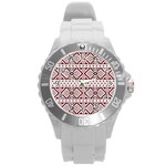 Ukrainian Folk Seamless Pattern Ornament Round Plastic Sport Watch (L)