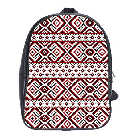 Ukrainian Folk Seamless Pattern Ornament School Bag (XL) from ArtsNow.com Front