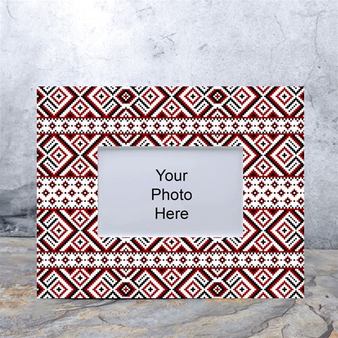 Ukrainian Folk Seamless Pattern Ornament White Tabletop Photo Frame 4 x6  from ArtsNow.com Front