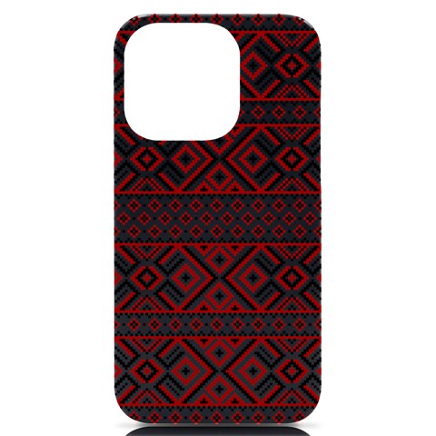 Ukrainian Folk Seamless Pattern Ornament iPhone 14 Pro Black UV Print Case from ArtsNow.com Front