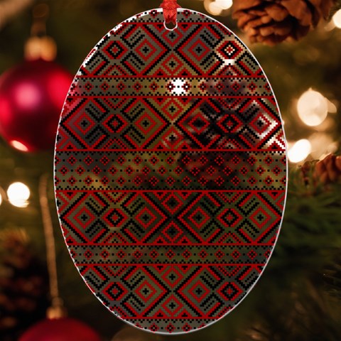 Ukrainian Folk Seamless Pattern Ornament UV Print Acrylic Ornament Oval from ArtsNow.com Front