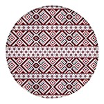 Ukrainian Folk Seamless Pattern Ornament Round Glass Fridge Magnet (4 pack)