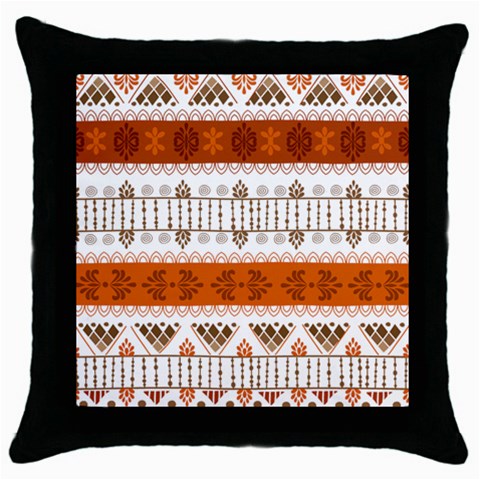 Ethnic Traditional Seamless Pattern Throw Pillow Case (Black) from ArtsNow.com Front