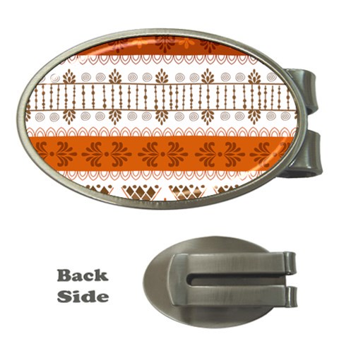 Ethnic Traditional Seamless Pattern Money Clips (Oval)  from ArtsNow.com Front