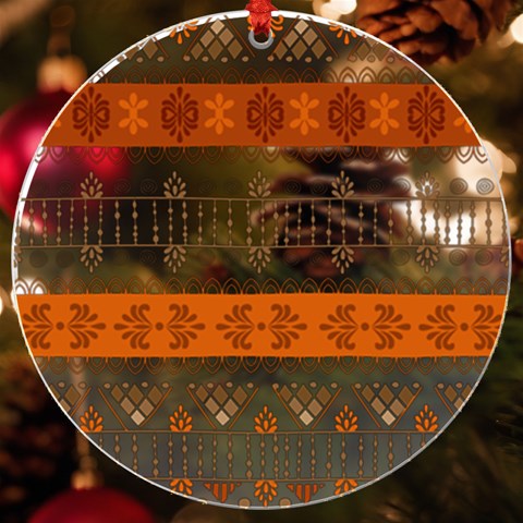 Ethnic Traditional Seamless Pattern UV Print Acrylic Ornament Round from ArtsNow.com Front