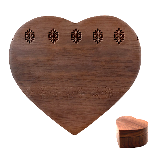 Ethnic Traditional Seamless Pattern Heart Wood Jewelry Box from ArtsNow.com Front