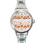 Bright Aztec Ethnic Seamless Pattern Round Italian Charm Watch