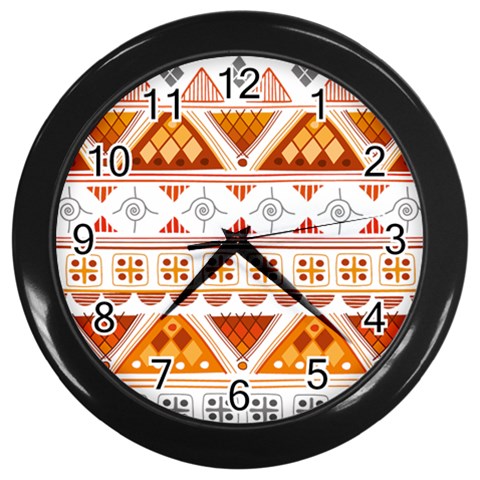 Bright Aztec Ethnic Seamless Pattern Wall Clock (Black) from ArtsNow.com Front