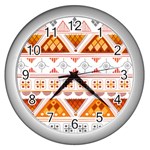 Bright Aztec Ethnic Seamless Pattern Wall Clock (Silver)