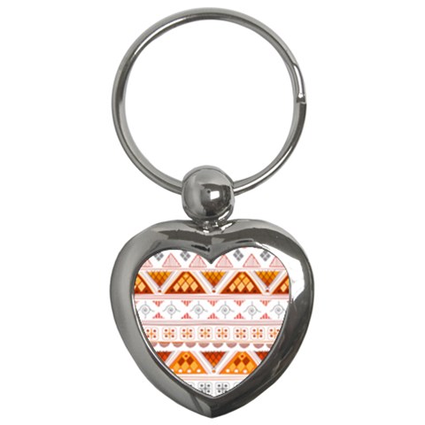 Bright Aztec Ethnic Seamless Pattern Key Chain (Heart) from ArtsNow.com Front