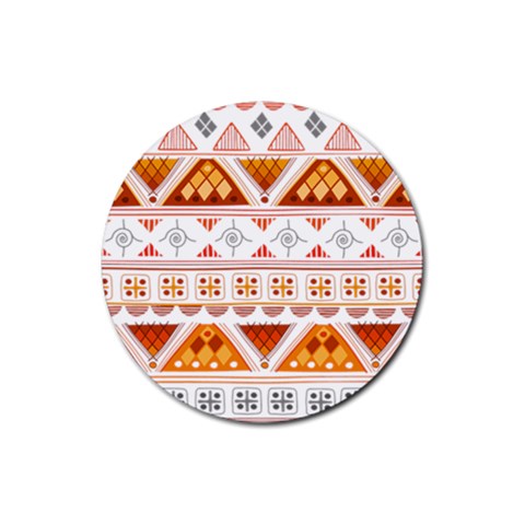 Bright Aztec Ethnic Seamless Pattern Rubber Round Coaster (4 pack) from ArtsNow.com Front