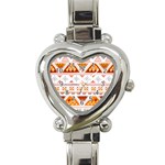 Bright Aztec Ethnic Seamless Pattern Heart Italian Charm Watch