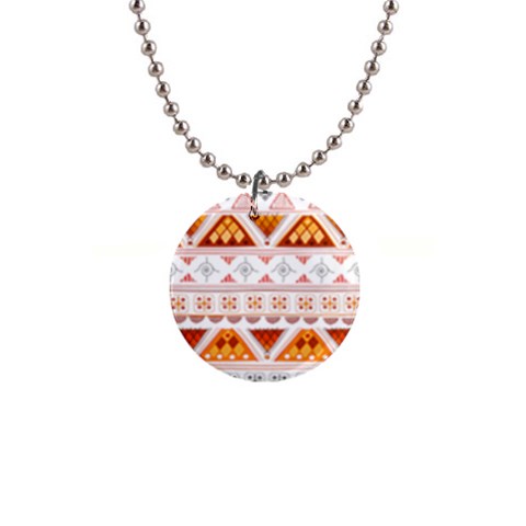 Bright Aztec Ethnic Seamless Pattern 1  Button Necklace from ArtsNow.com Front