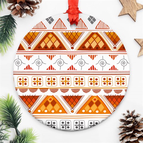 Bright Aztec Ethnic Seamless Pattern Round Ornament (Two Sides) from ArtsNow.com Front