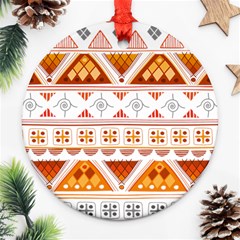 Bright Aztec Ethnic Seamless Pattern Round Ornament (Two Sides) from ArtsNow.com Front