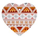 Bright Aztec Ethnic Seamless Pattern Heart Ornament (Two Sides)