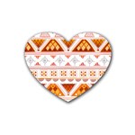 Bright Aztec Ethnic Seamless Pattern Rubber Heart Coaster (4 pack)