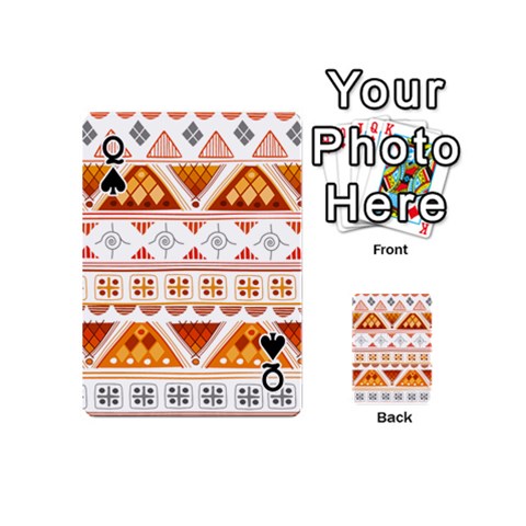 Queen Bright Aztec Ethnic Seamless Pattern Playing Cards 54 Designs (Mini) from ArtsNow.com Front - SpadeQ