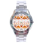 Bright Aztec Ethnic Seamless Pattern Stainless Steel Analogue Watch