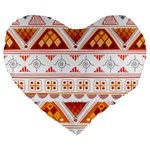 Bright Aztec Ethnic Seamless Pattern Large 19  Premium Heart Shape Cushions