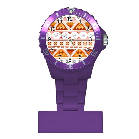 Bright Aztec Ethnic Seamless Pattern Plastic Nurses Watch from ArtsNow.com Front