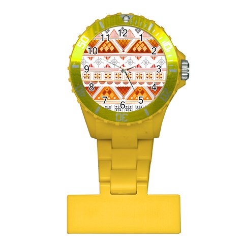 Bright Aztec Ethnic Seamless Pattern Plastic Nurses Watch from ArtsNow.com Front