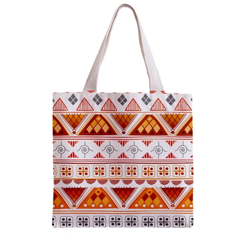 Bright Aztec Ethnic Seamless Pattern Zipper Grocery Tote Bag from ArtsNow.com Front