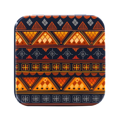 Bright Aztec Ethnic Seamless Pattern Square Metal Box (Black) from ArtsNow.com Front