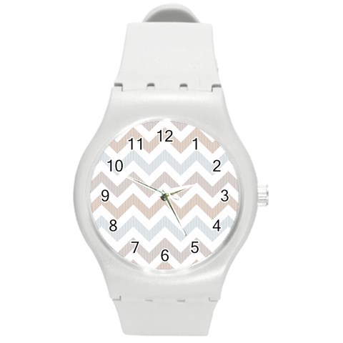 Colored Zigzag Seamless Patterns Round Plastic Sport Watch (M) from ArtsNow.com Front