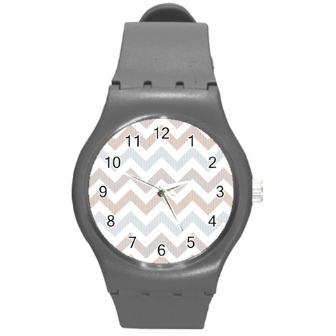 Colored Zigzag Seamless Patterns Round Plastic Sport Watch (M) from ArtsNow.com Front