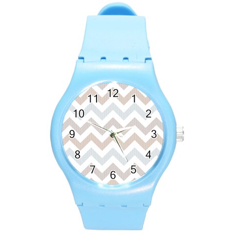 Colored Zigzag Seamless Patterns Round Plastic Sport Watch (M) from ArtsNow.com Front