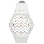 Colored Zigzag Seamless Patterns Round Plastic Sport Watch (M)