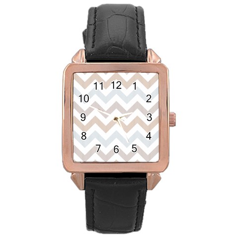 Colored Zigzag Seamless Patterns Rose Gold Leather Watch  from ArtsNow.com Front