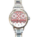 Retro Knitting Patterns Seamless Round Italian Charm Watch