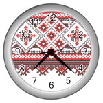 Retro Knitting Patterns Seamless Wall Clock (Silver)