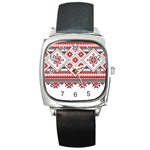 Retro Knitting Patterns Seamless Square Metal Watch