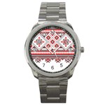 Retro Knitting Patterns Seamless Sport Metal Watch