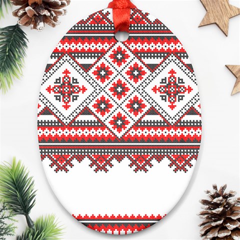 Retro Knitting Patterns Seamless Oval Ornament (Two Sides) from ArtsNow.com Back