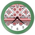 Retro Knitting Patterns Seamless Color Wall Clock