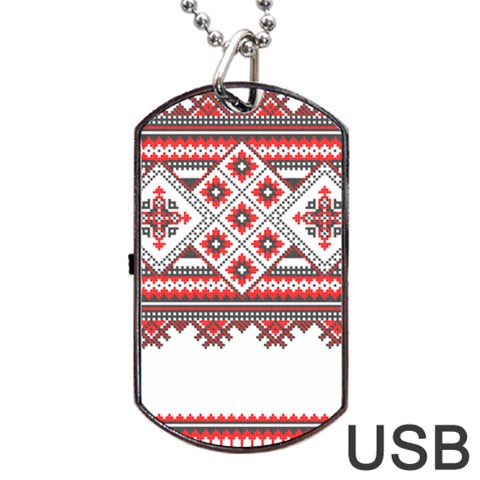 Retro Knitting Patterns Seamless Dog Tag USB Flash (One Side) from ArtsNow.com Front